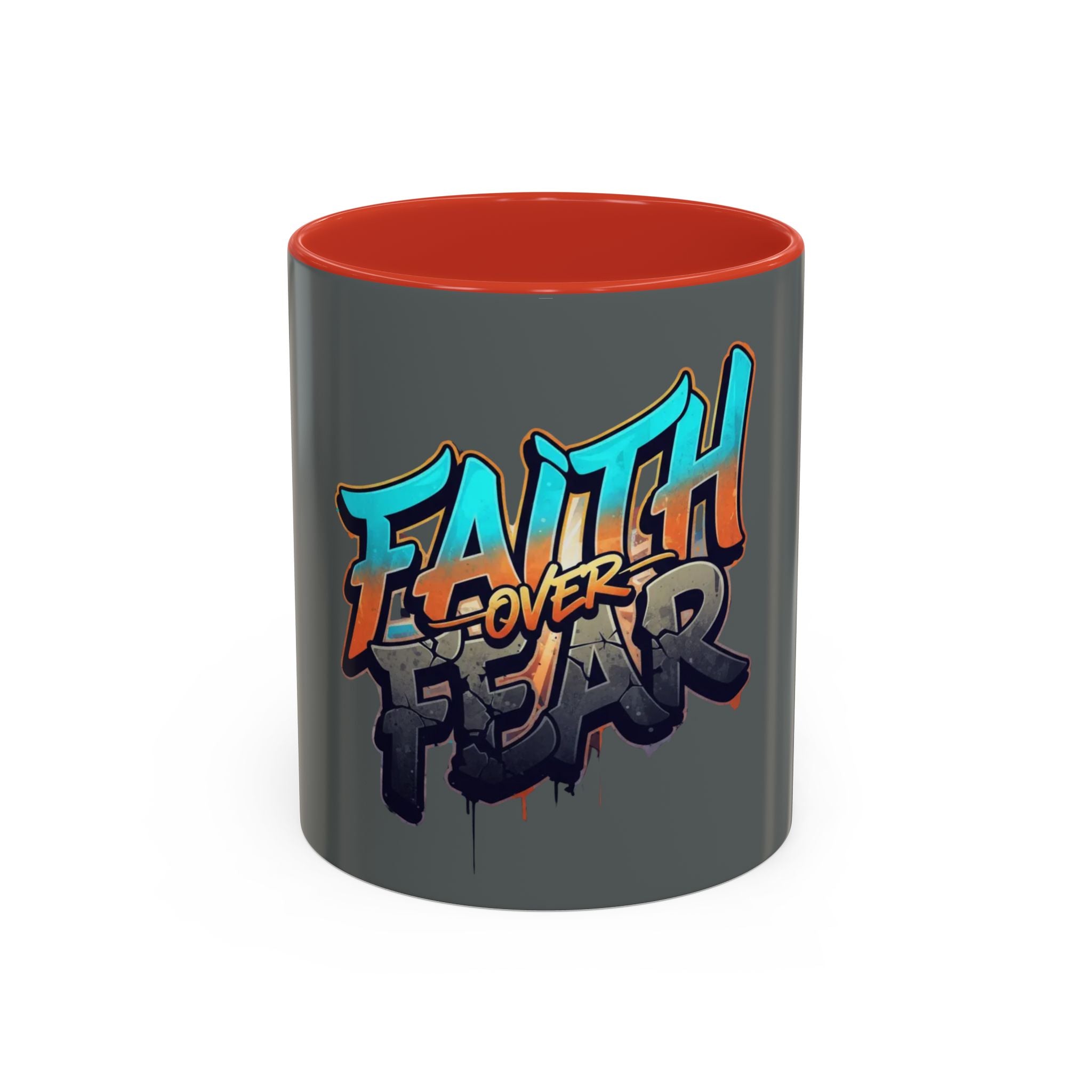 Faith Over Fear Mug | Inspirational Coffee Cup, Graffiti Lettering