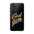 God Got Me phone case | Script gold drip typography on black