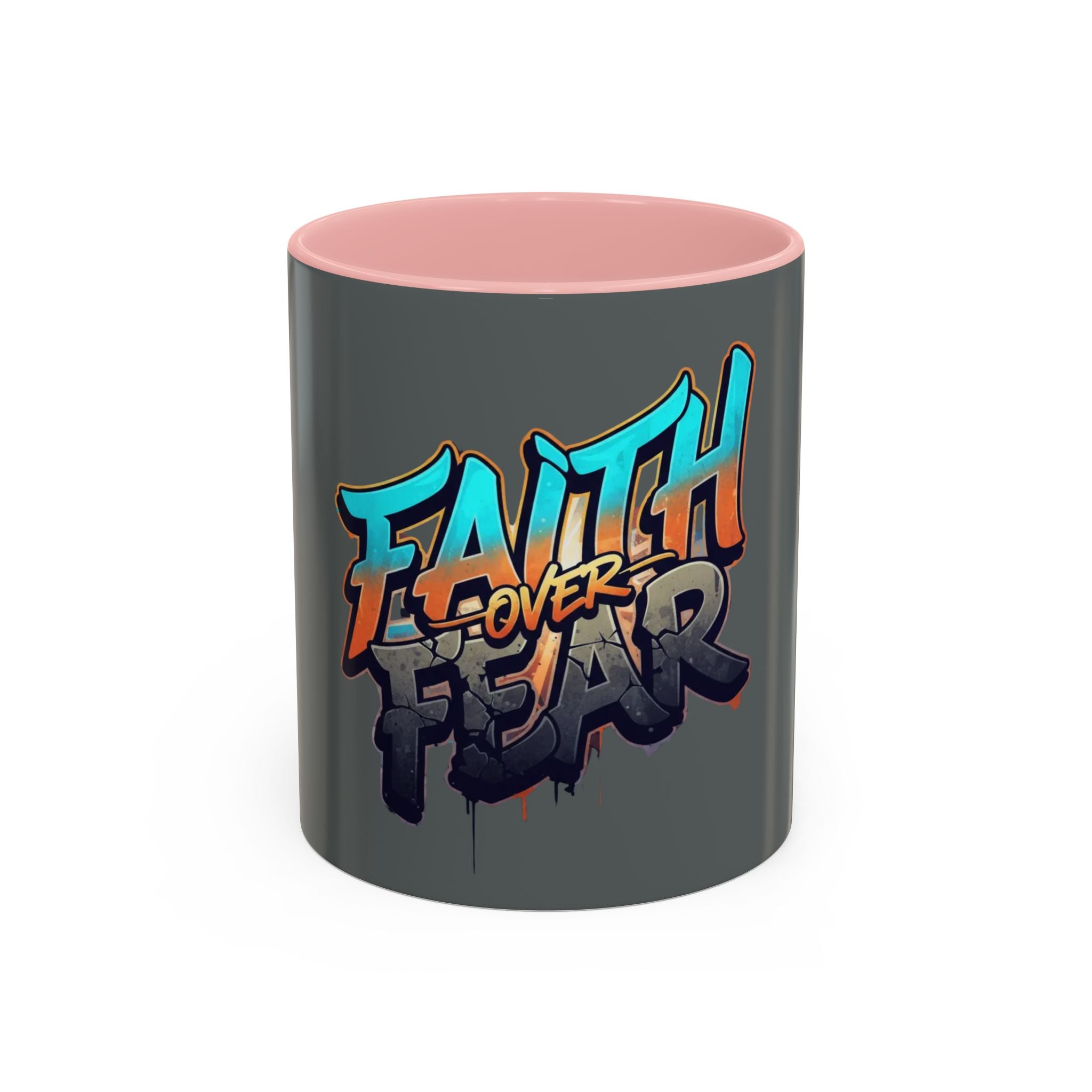 Faith Over Fear Mug | Inspirational Coffee Cup, Graffiti Lettering