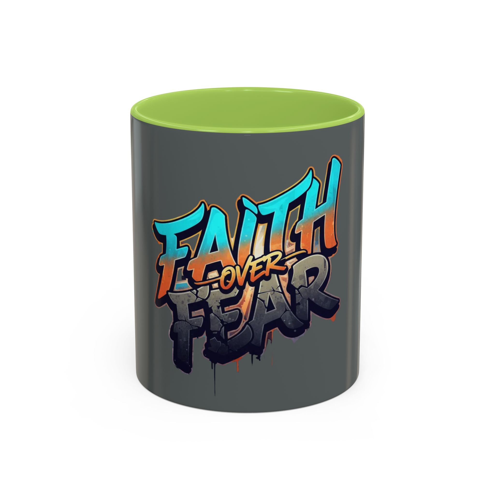 Faith Over Fear Mug | Inspirational Coffee Cup, Graffiti Lettering
