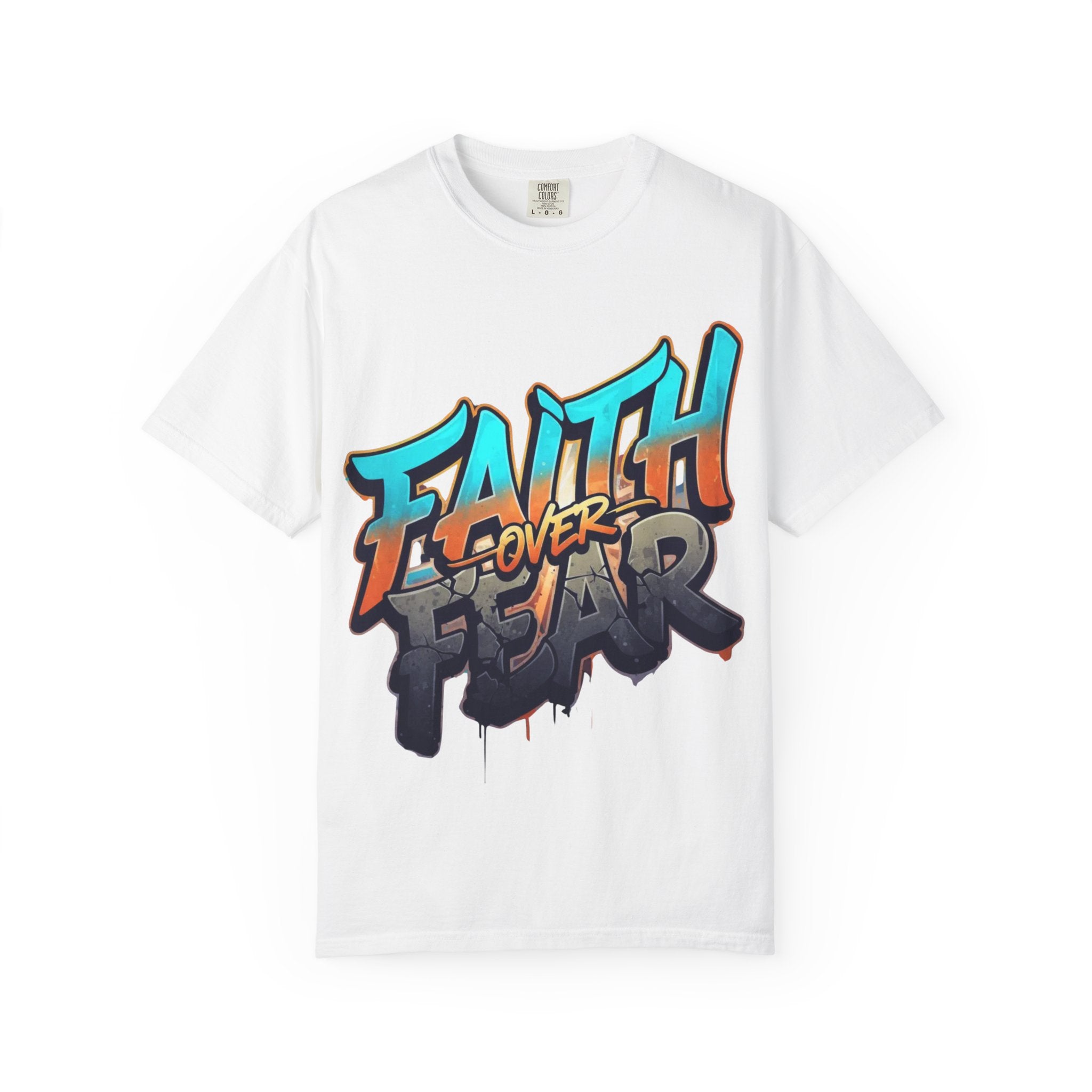 Faith Over Fear T-shirt | Graffiti Typography, Inspirational Christian Streetwear