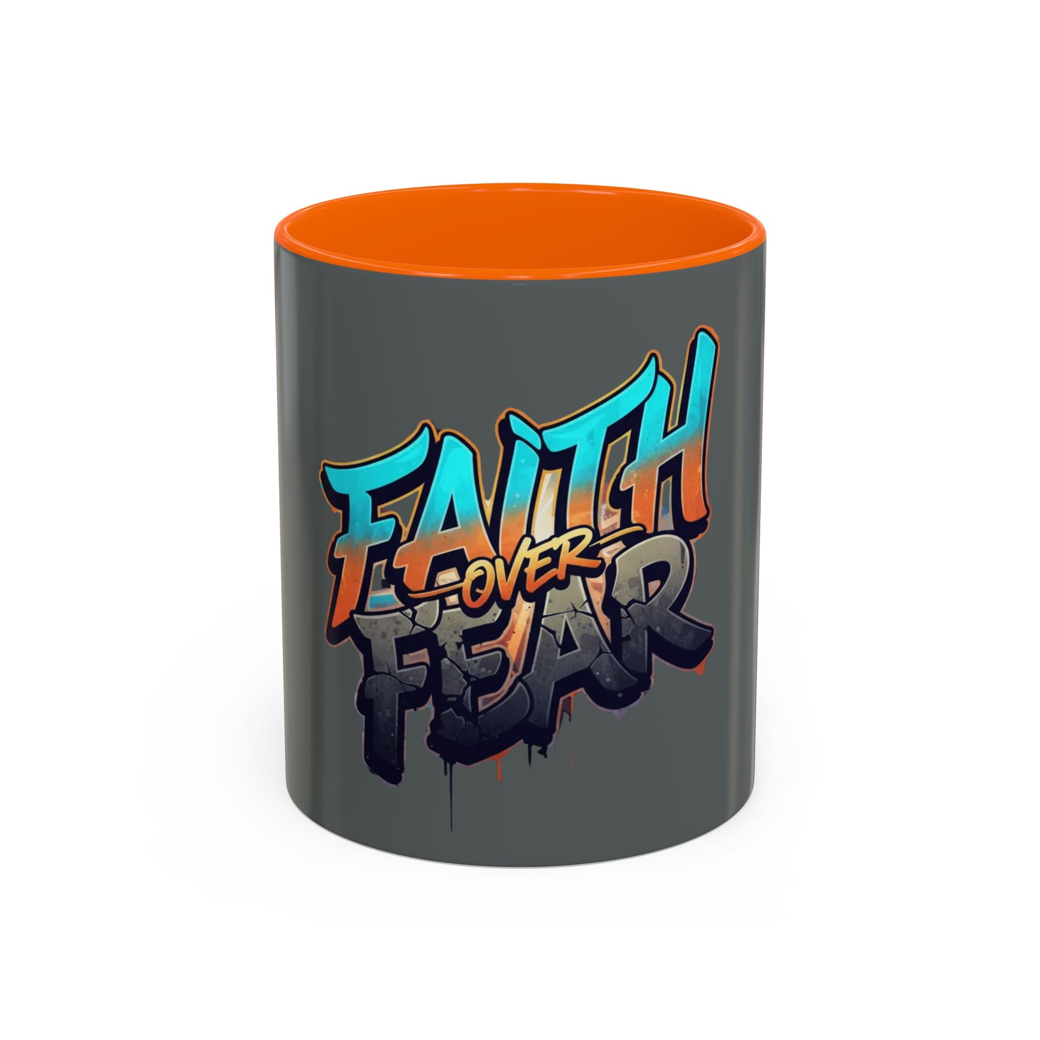 Faith Over Fear Mug | Inspirational Coffee Cup, Graffiti Lettering