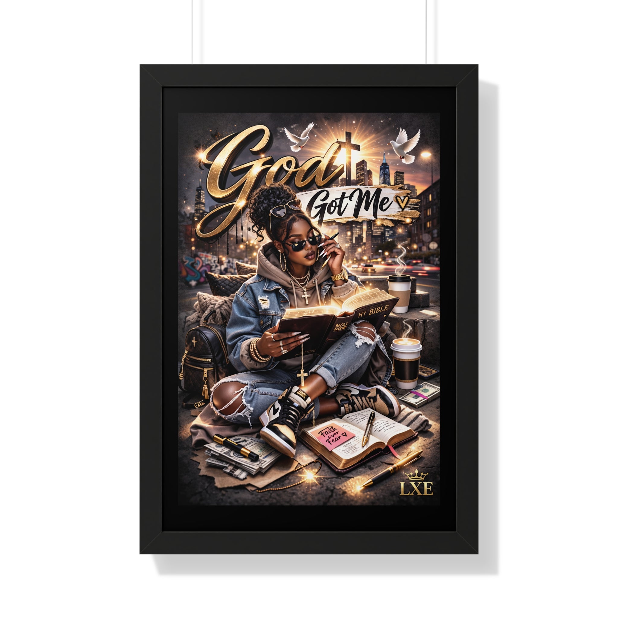 God Got Me Framed Vertical Poster | Inspirational Christian Art
