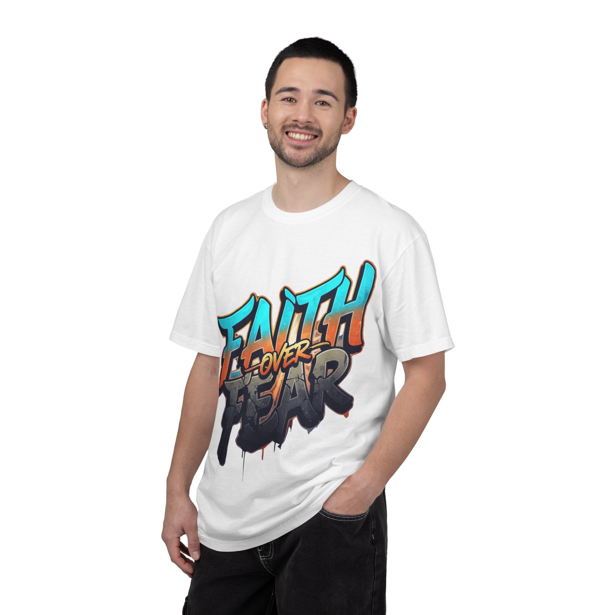 Faith Over Fear T-shirt | Graffiti Typography, Inspirational Christian Streetwear
