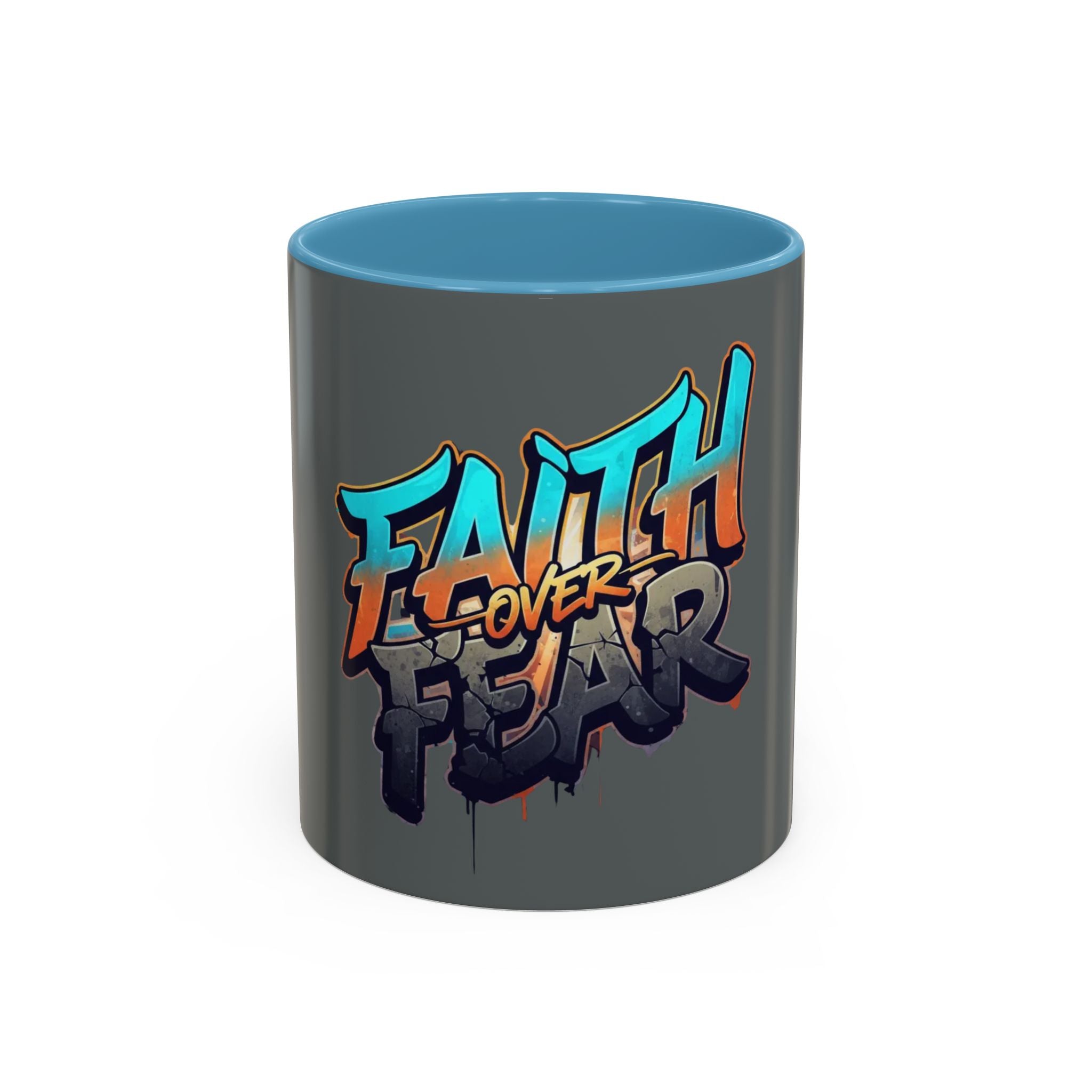 Faith Over Fear Mug | Inspirational Coffee Cup, Graffiti Lettering