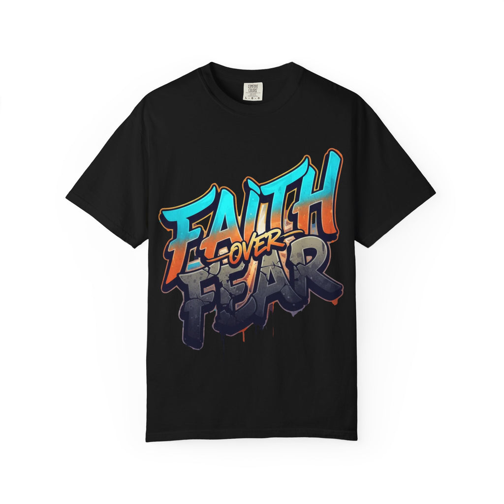 Faith Over Fear T-shirt | Graffiti Typography, Inspirational Christian Streetwear