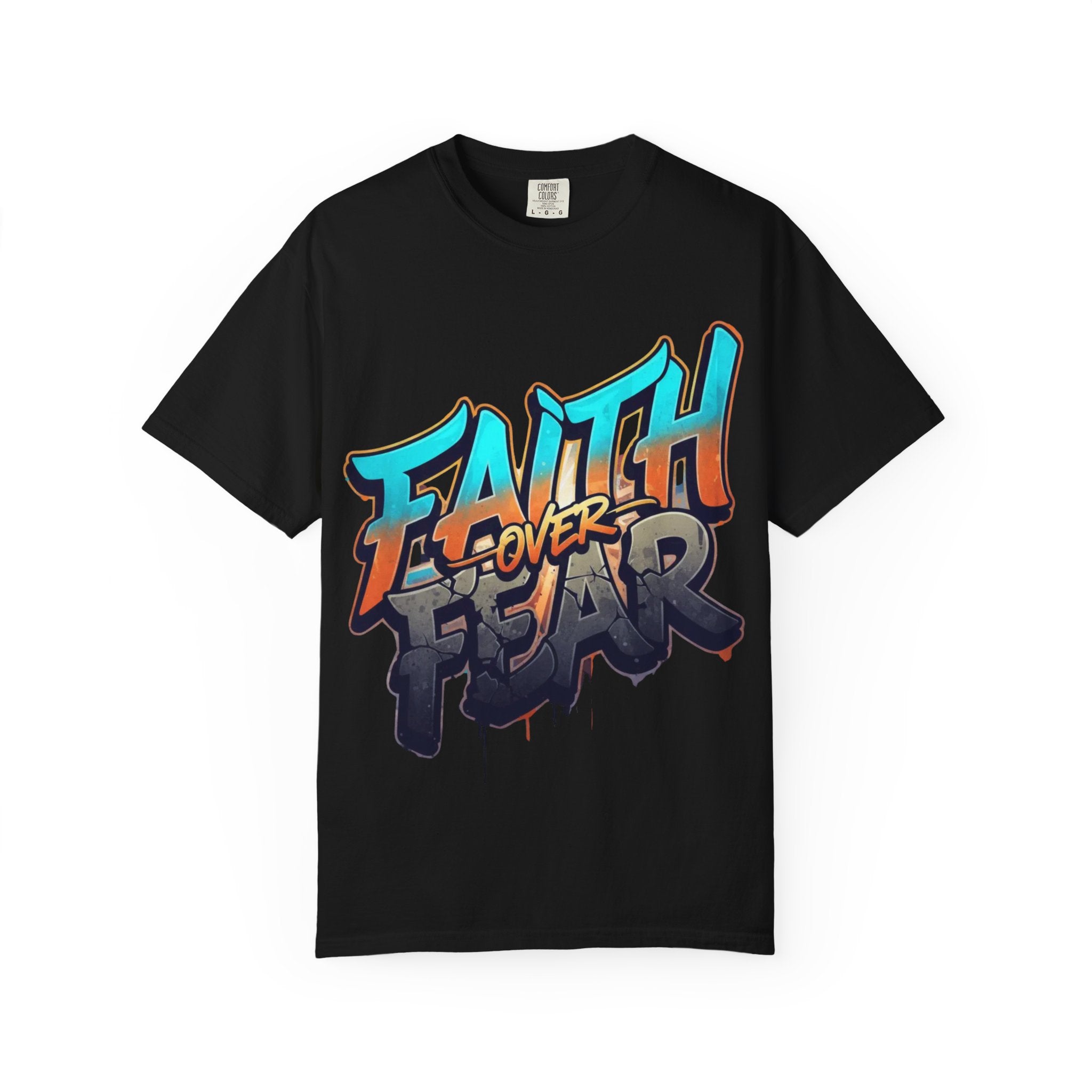 Faith Over Fear T-shirt | Graffiti Typography, Inspirational Christian Streetwear