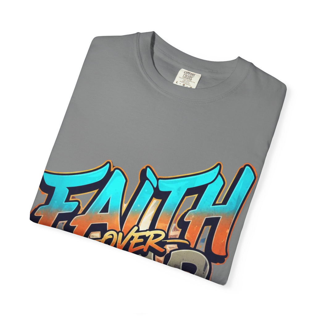 Faith Over Fear T-shirt | Graffiti Typography, Inspirational Christian Streetwear