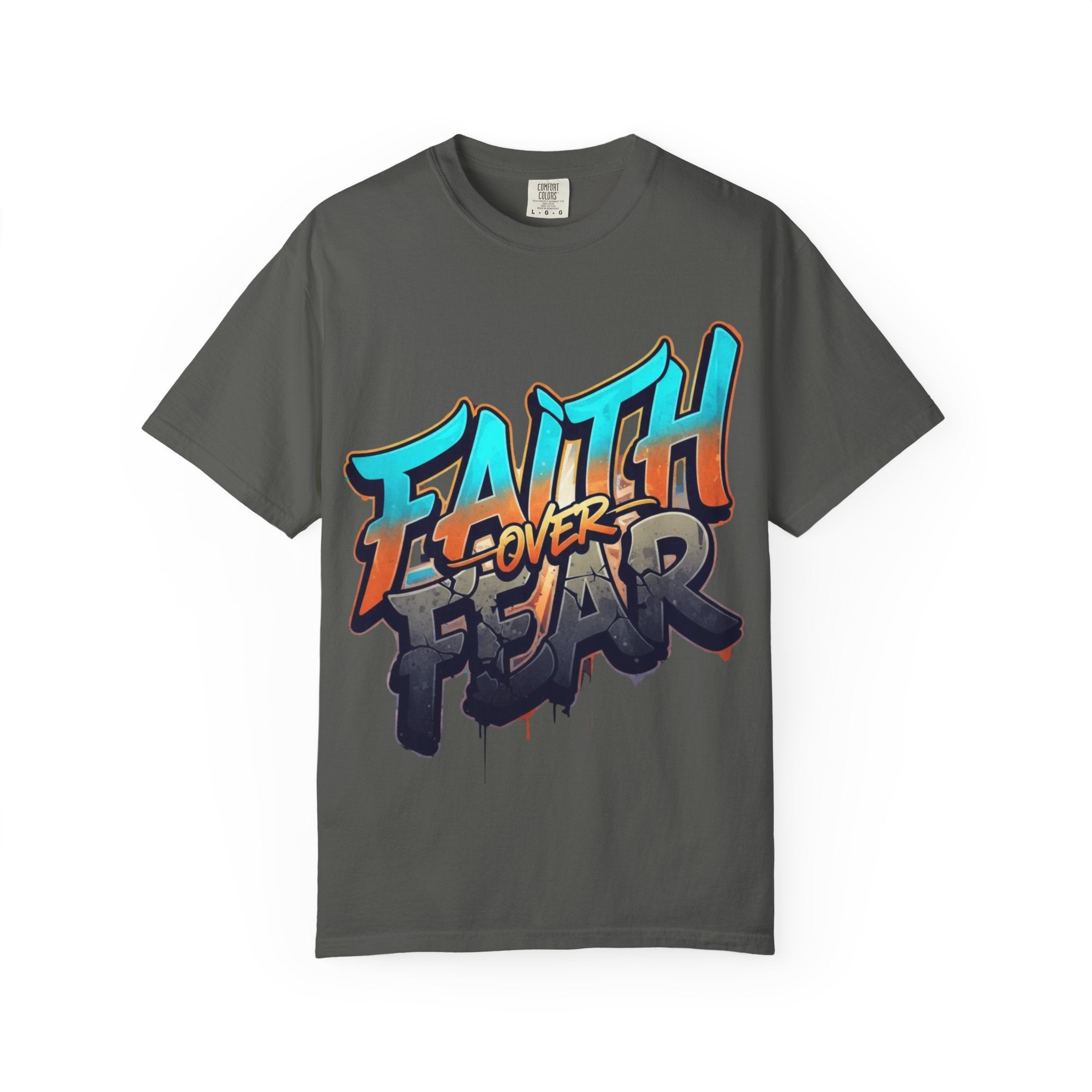 Faith Over Fear T-shirt | Graffiti Typography, Inspirational Christian Streetwear