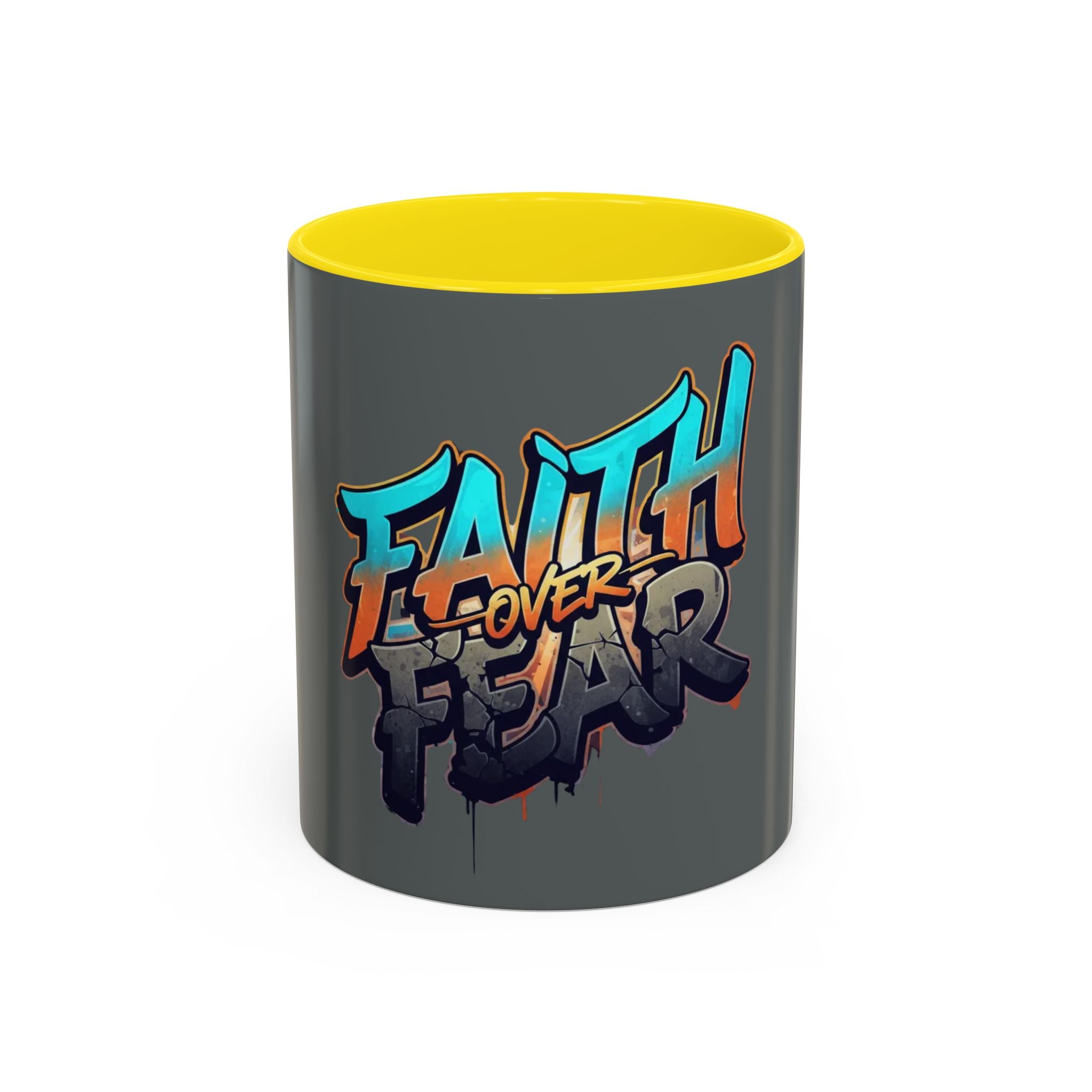 Faith Over Fear Mug | Inspirational Coffee Cup, Graffiti Lettering