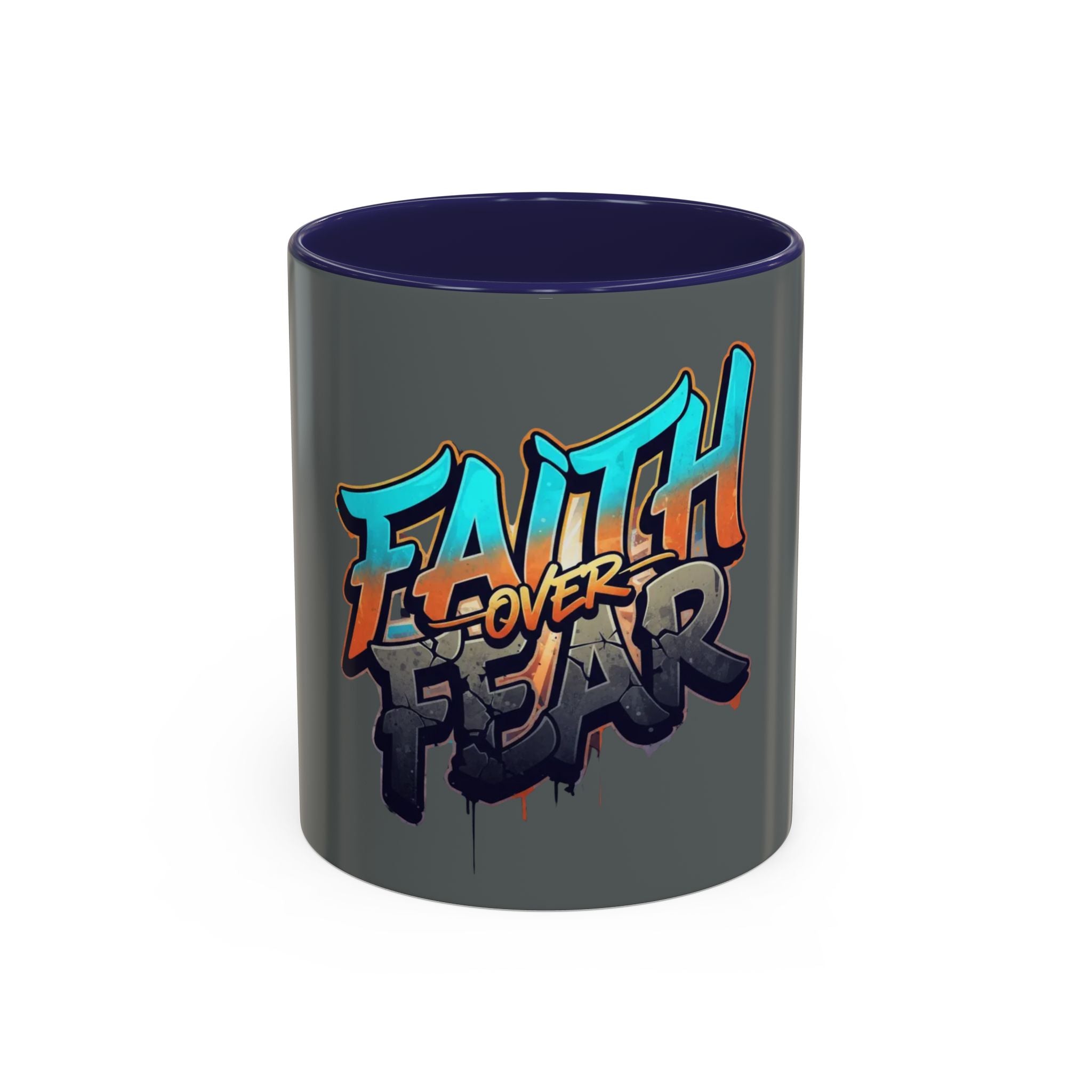 Faith Over Fear Mug | Inspirational Coffee Cup, Graffiti Lettering
