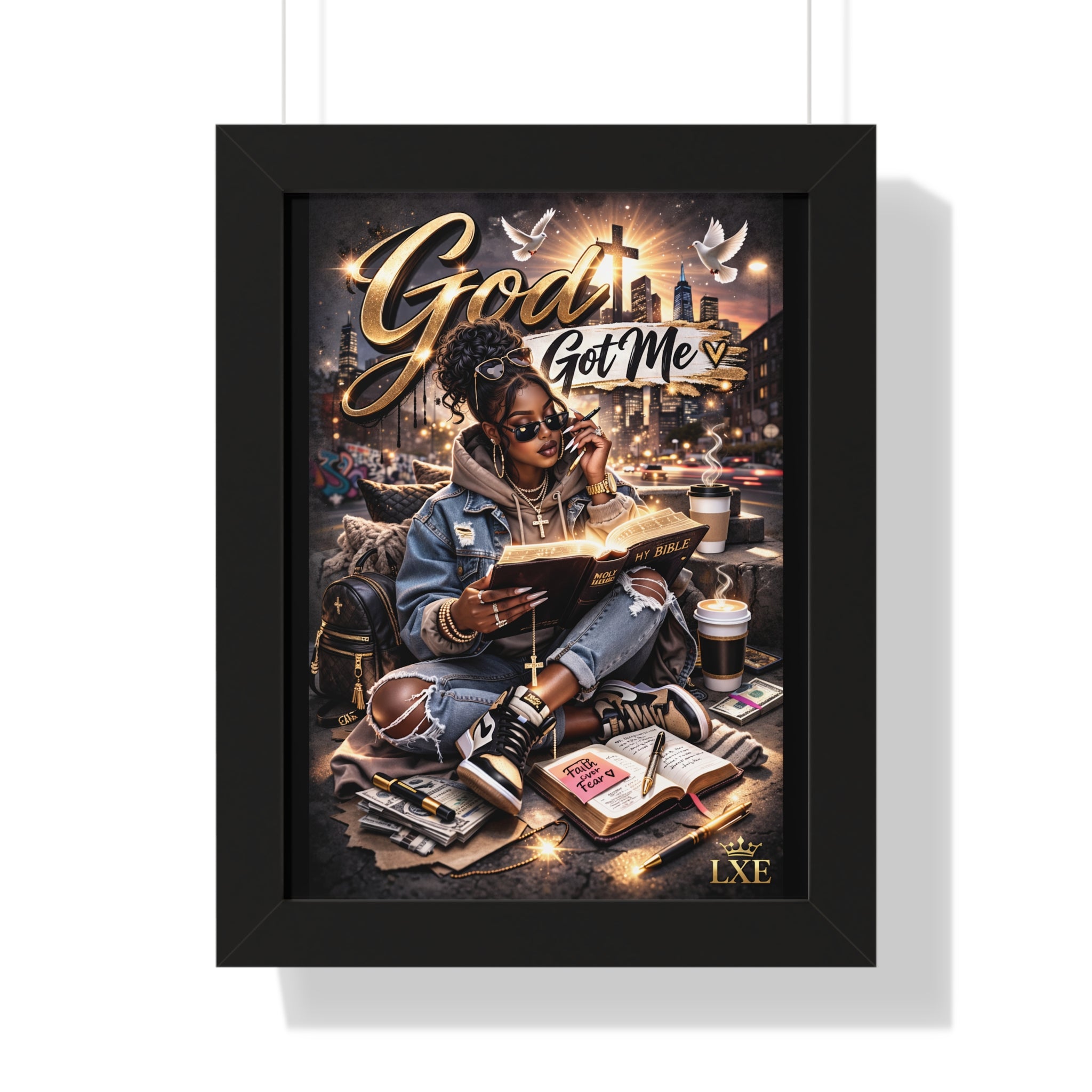 God Got Me Framed Vertical Poster | Inspirational Christian Art