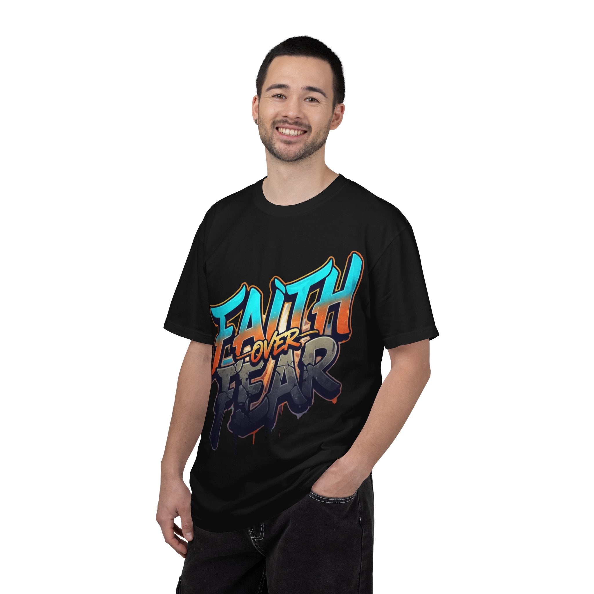 Faith Over Fear T-shirt | Graffiti Typography, Inspirational Christian Streetwear