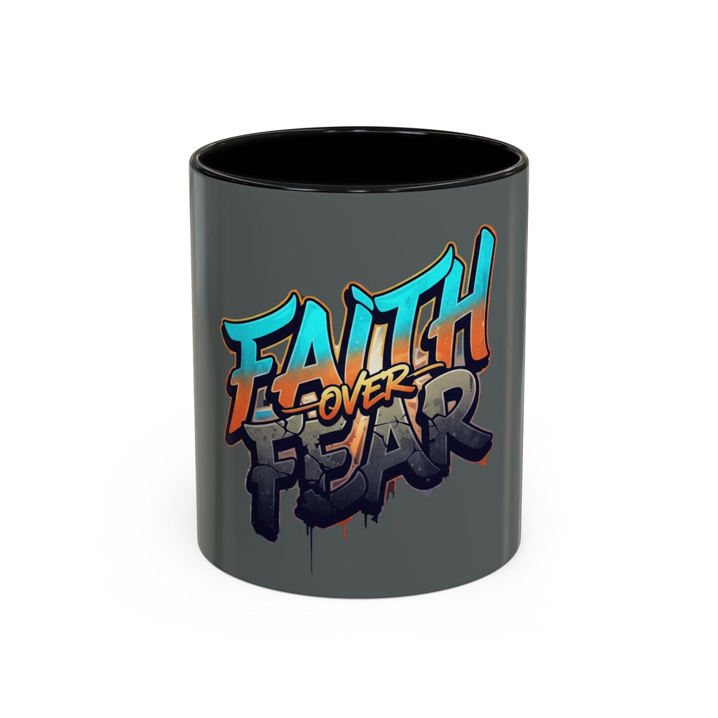 Faith Over Fear Mug | Inspirational Coffee Cup, Graffiti Lettering