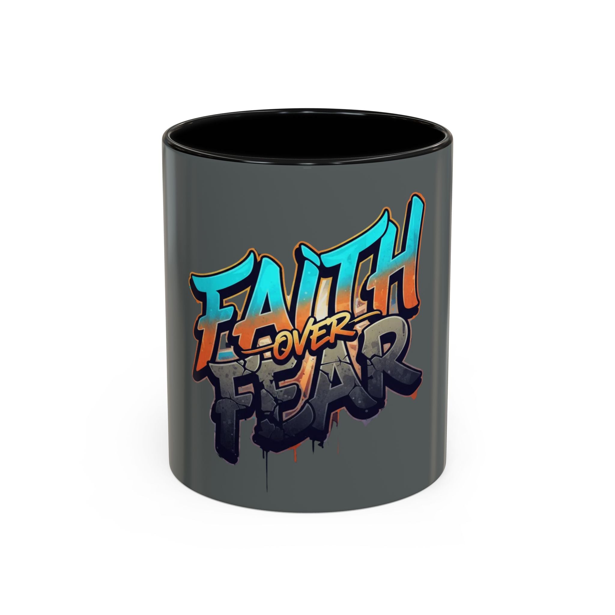 Faith Over Fear Mug | Inspirational Coffee Cup, Graffiti Lettering