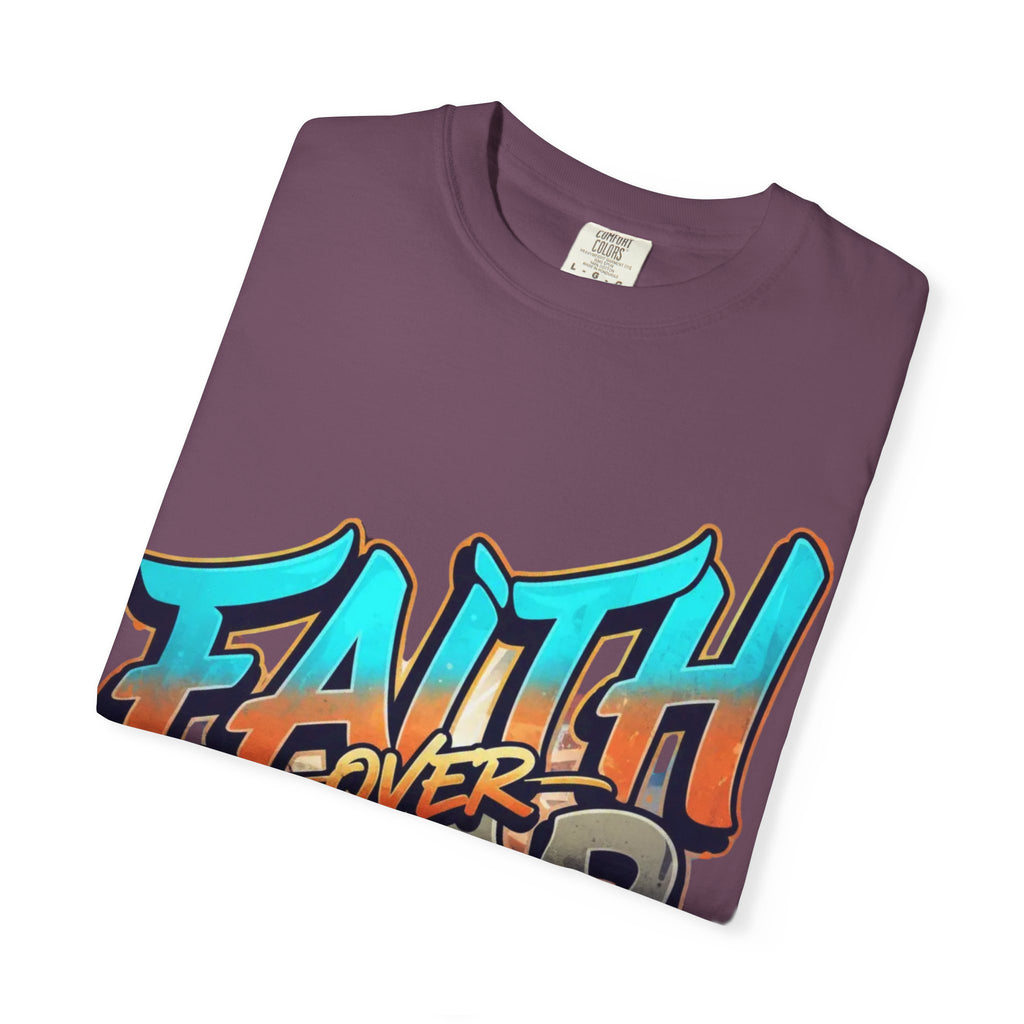 Faith Over Fear T-shirt | Graffiti Typography, Inspirational Christian Streetwear