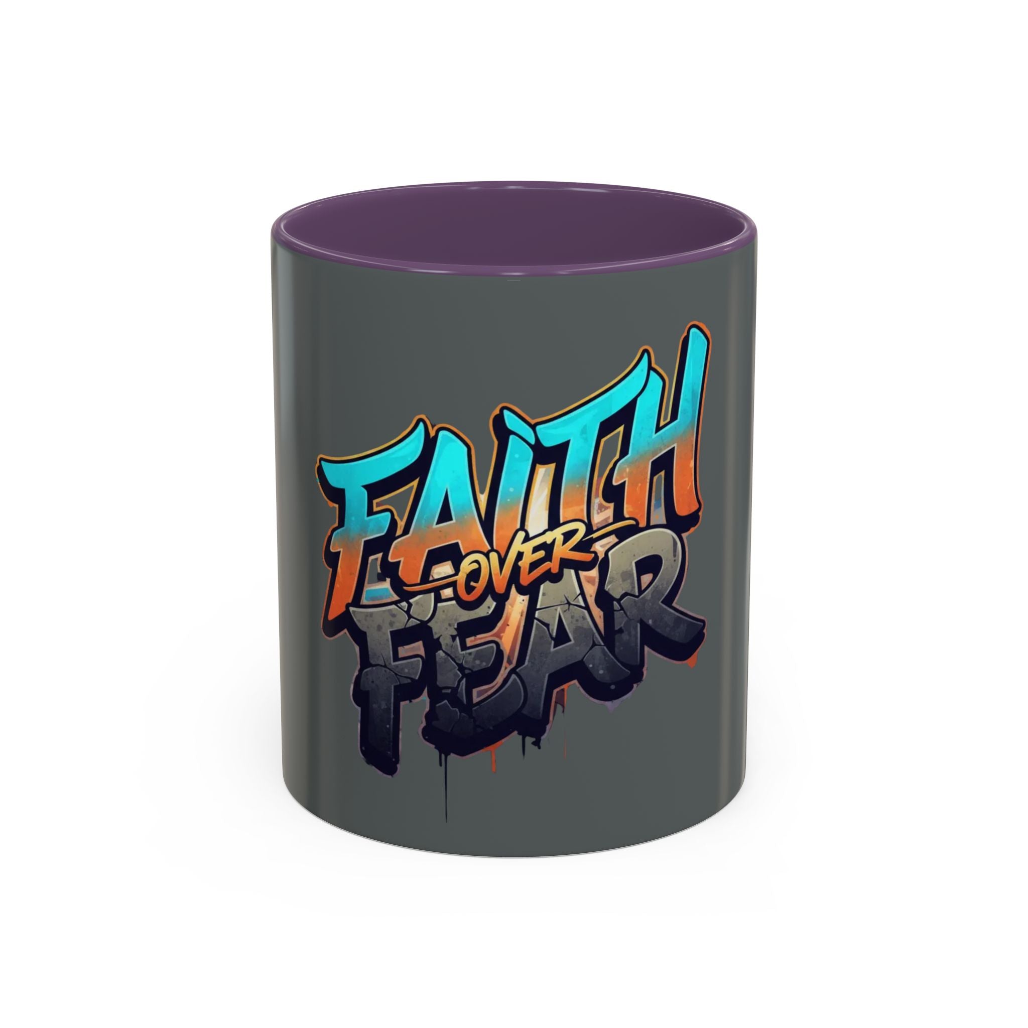 Faith Over Fear Mug | Inspirational Coffee Cup, Graffiti Lettering