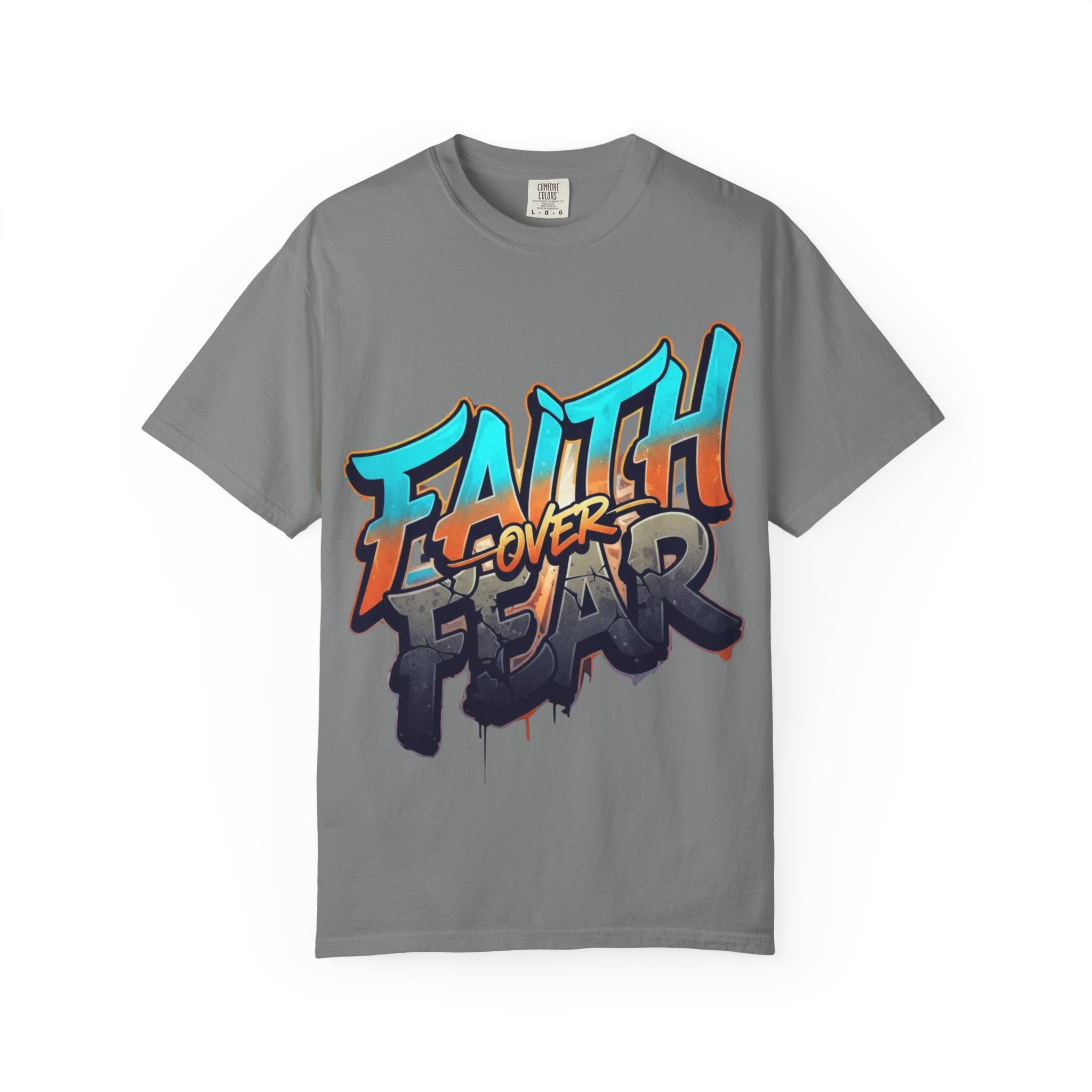 Faith Over Fear T-shirt | Graffiti Typography, Inspirational Christian Streetwear