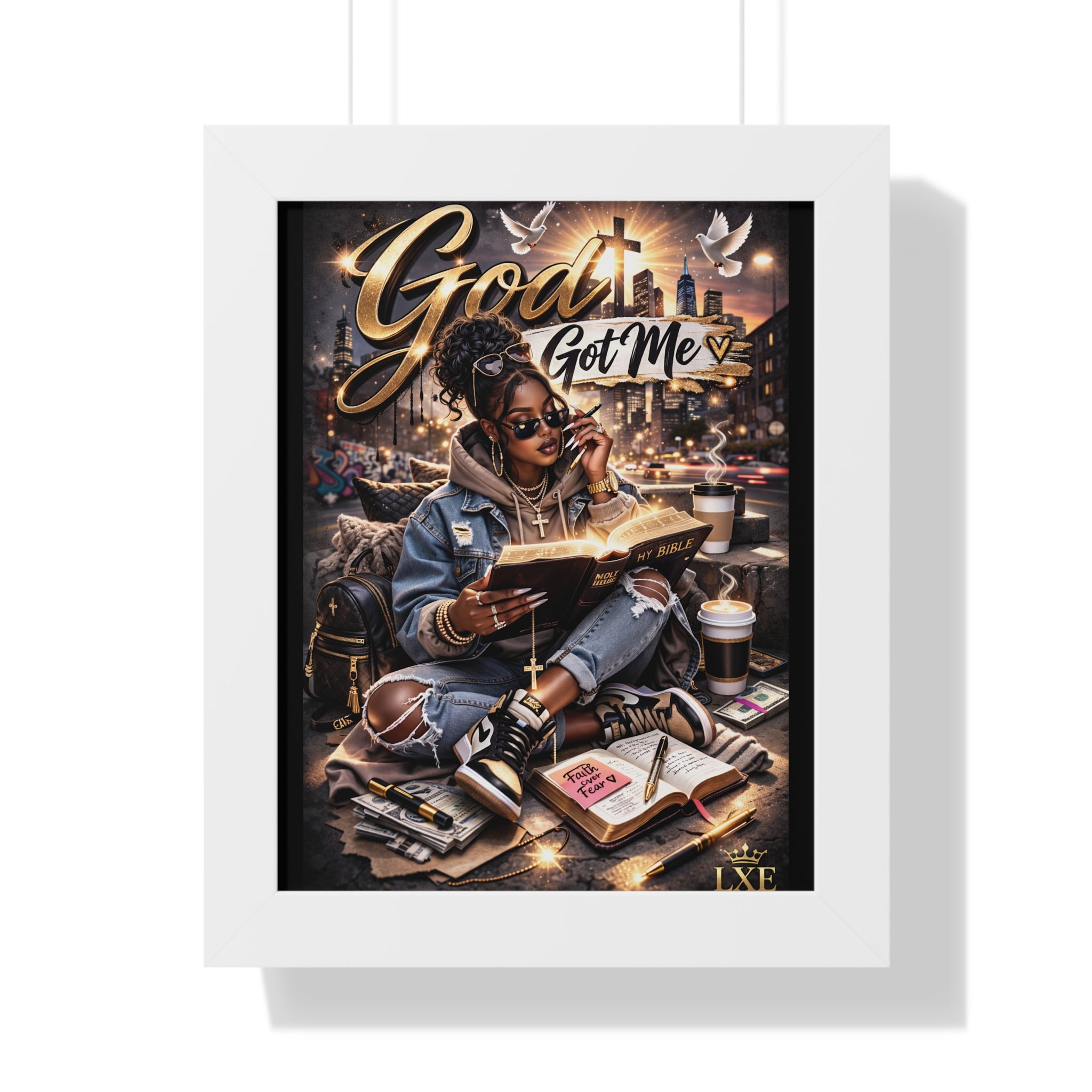 God Got Me Framed Vertical Poster | Inspirational Christian Art