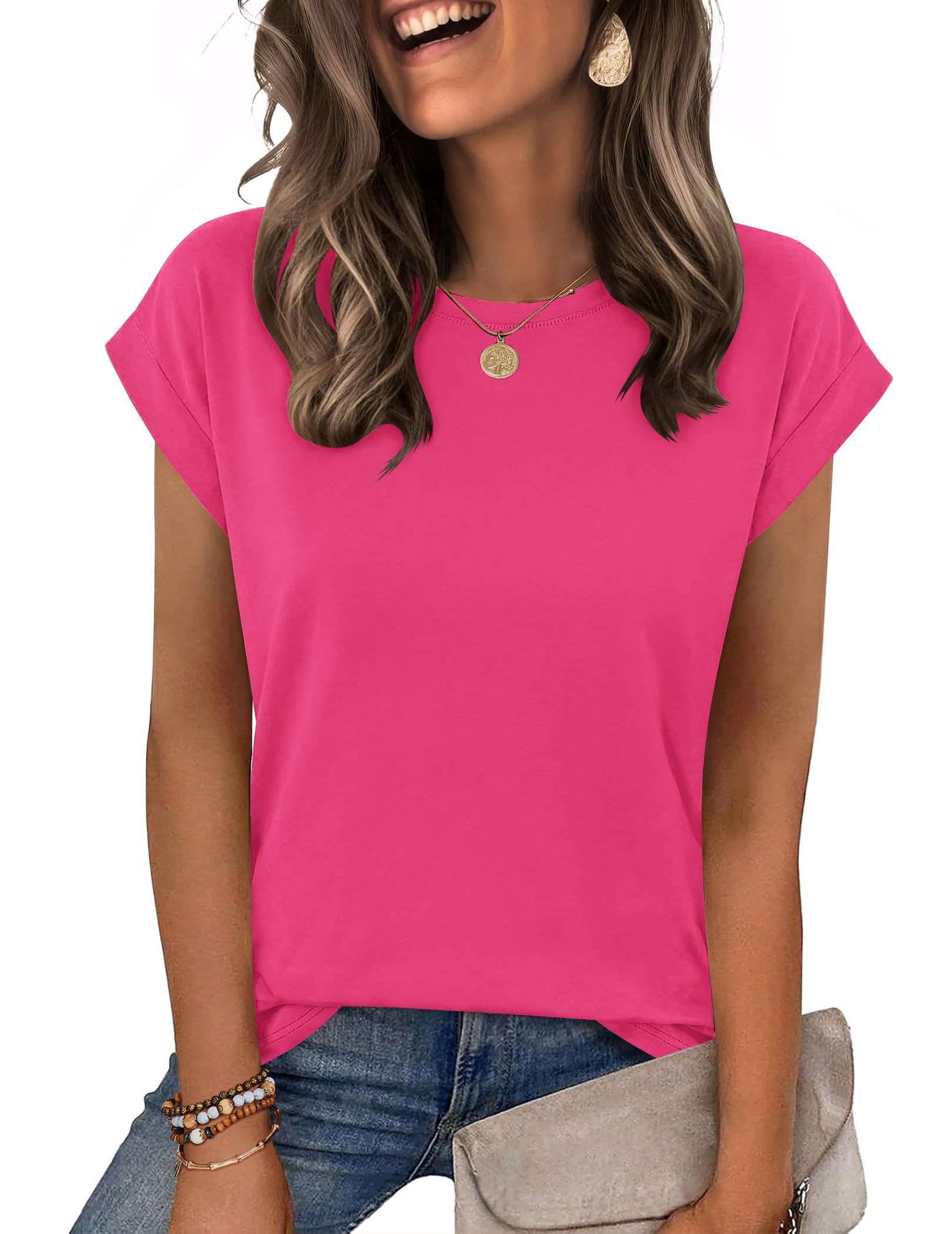 Zeagoo Womens Tops Summer Casual Cap Sleeve Tshirts Shirts Business Dressy Spring Fashion Outfits Trendy Clothes