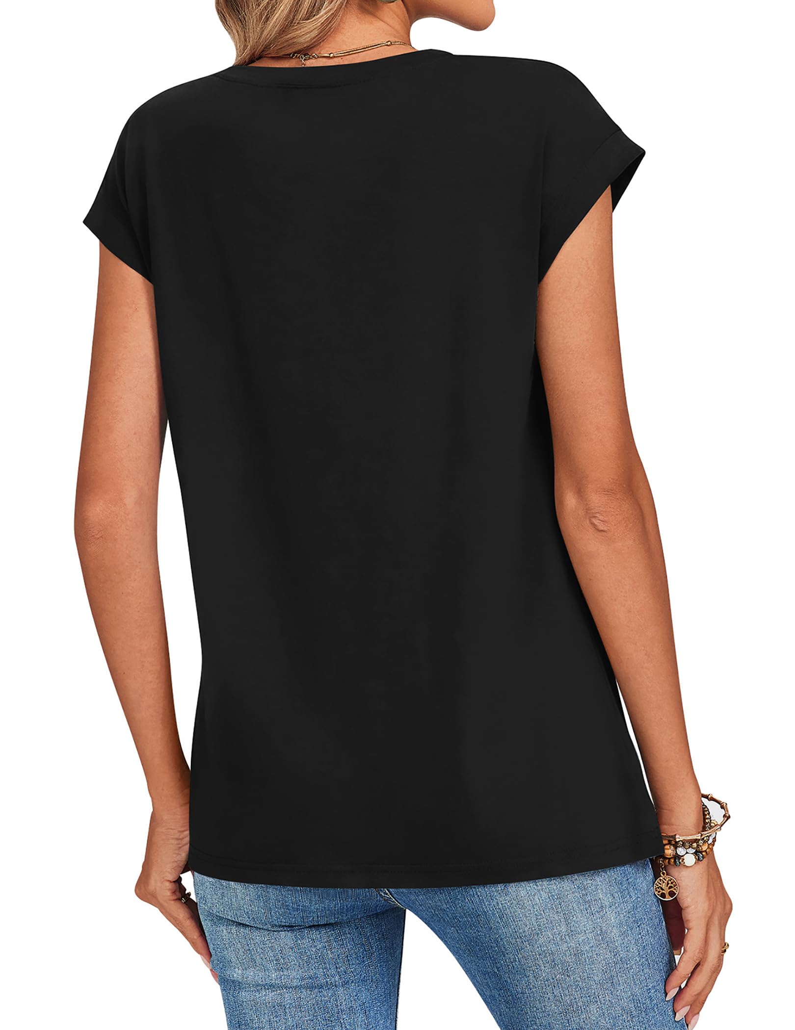 Zeagoo Womens Tops Summer Casual Cap Sleeve Tshirts Shirts Business Dressy Spring Fashion Outfits Trendy Clothes