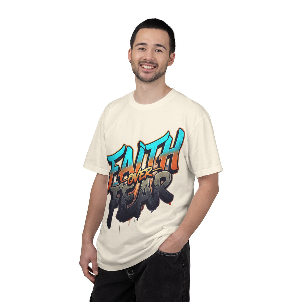 Faith Over Fear T-shirt | Graffiti Typography, Inspirational Christian Streetwear