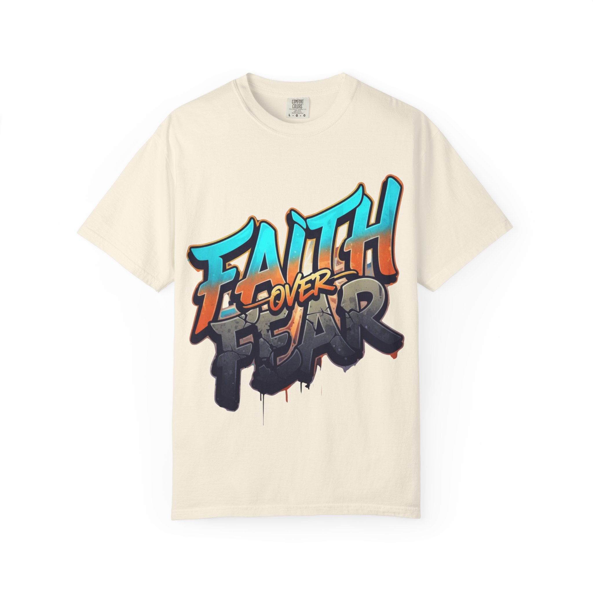 Faith Over Fear T-shirt | Graffiti Typography, Inspirational Christian Streetwear