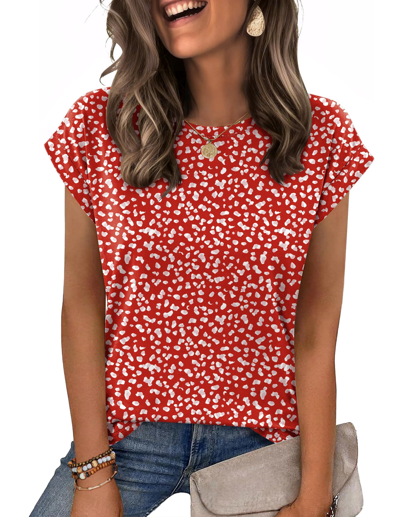Zeagoo Womens Tops Summer Casual Cap Sleeve Tshirts Shirts Business Dressy Spring Fashion Outfits Trendy Clothes