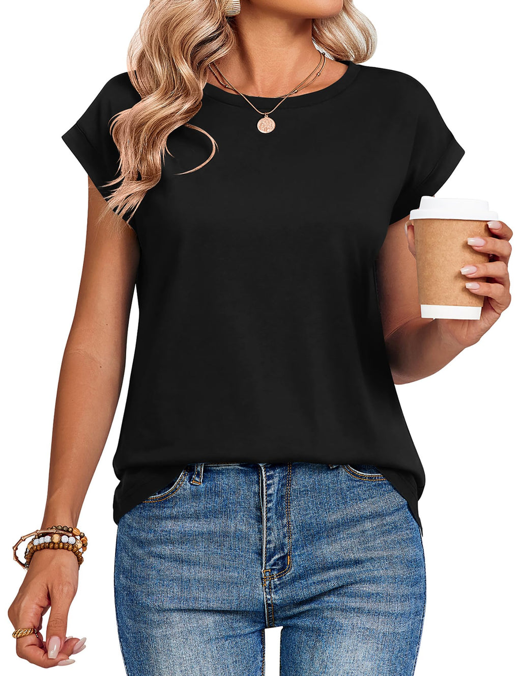 Zeagoo Womens Tops Summer Casual Cap Sleeve Tshirts Shirts Business Dressy Spring Fashion Outfits Trendy Clothes